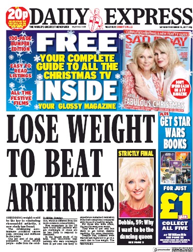 Daily Express Newspaper Front Page (UK) for 16 December 2017