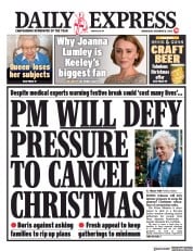 Daily Express (UK) Newspaper Front Page for 16 December 2020