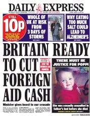 Daily Express (UK) Newspaper Front Page for 16 January 2018