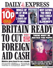 Daily Express (UK) Newspaper Front Page for 16 January 2018