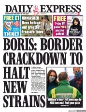 Daily Express (UK) Newspaper Front Page for 16 January 2021