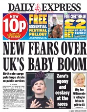 Daily Express (UK) Newspaper Front Page for 16 March 2016