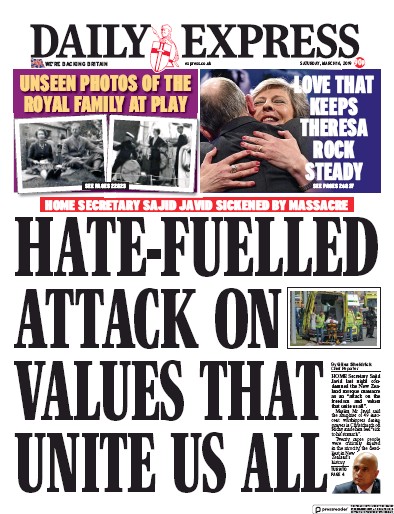 Daily Express Newspaper Front Page (UK) for 16 March 2019
