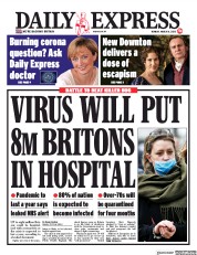 Daily Express (UK) Newspaper Front Page for 16 March 2020