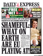 Daily Express (UK) Newspaper Front Page for 16 March 2021