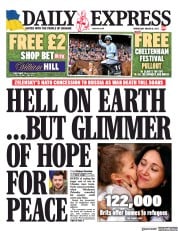 Daily Express (UK) Newspaper Front Page for 16 March 2022