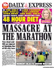 Daily Express (UK) Newspaper Front Page for 16 April 2013