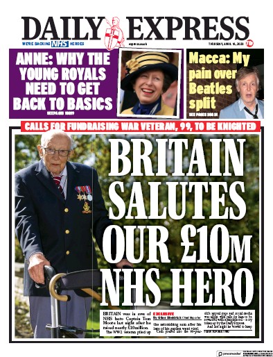 Daily Express Newspaper Front Page (UK) for 16 April 2020