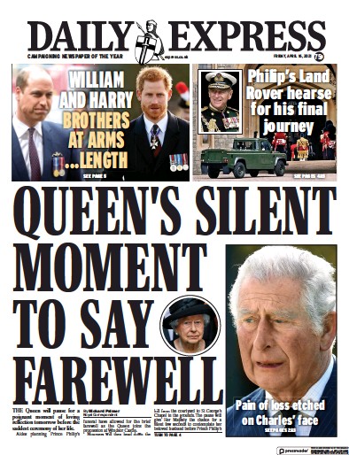 Daily Express Newspaper Front Page (UK) for 16 April 2021
