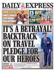 Daily Express front page for 16 April 2025