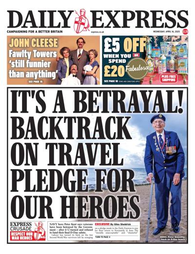 Daily Express Newspaper Front Page (UK) for 16 April 2025