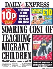 Daily Express (UK) Newspaper Front Page for 16 May 2016