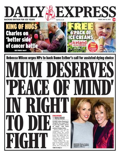 Daily Express Newspaper Front Page (UK) for 16 May 2025
