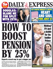 Daily Express (UK) Newspaper Front Page for 16 June 2014