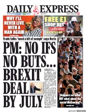 Daily Express (UK) Newspaper Front Page for 16 June 2020