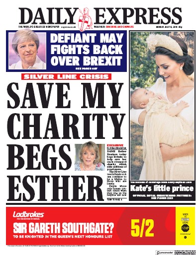 Daily Express Newspaper Front Page (UK) for 16 July 2018