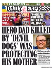 Daily Express (UK) Newspaper Front Page for 16 September 2023