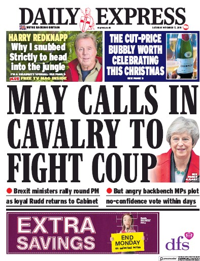Daily Express Newspaper Front Page (UK) for 17 November 2018
