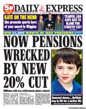 Daily Express (UK) Newspaper Front Page for 17 December 2012