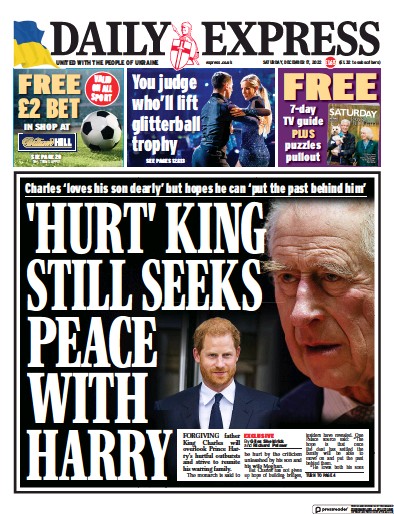 Daily Express Newspaper Front Page (UK) for 17 December 2022