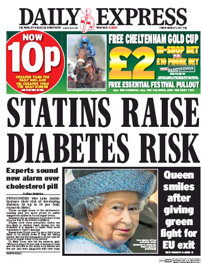 Daily Express Newspaper Front Page (UK) for 17 March 2017