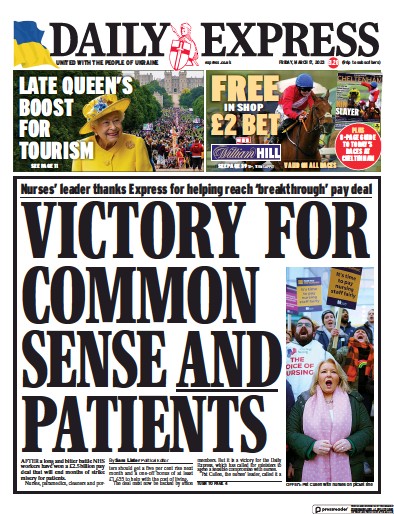 Daily Express Newspaper Front Page (UK) for 17 March 2023