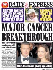 Daily Express (UK) Newspaper Front Page for 17 April 2014