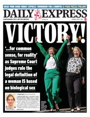 Daily Express front page for 17 April 2025