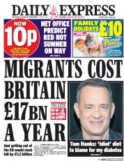 Daily Express (UK) Newspaper Front Page for 17 May 2016