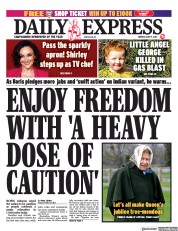 Daily Express (UK) Newspaper Front Page for 17 May 2021
