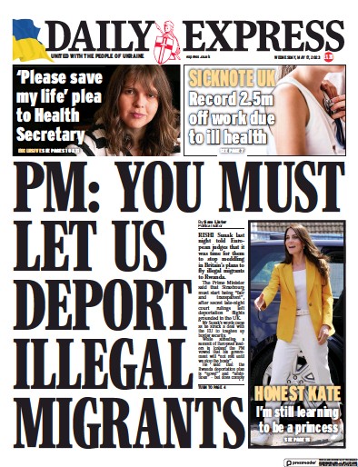 Daily Express Newspaper Front Page (UK) for 17 May 2023