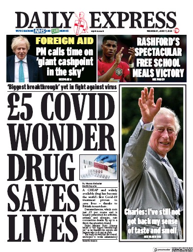 Daily Express Newspaper Front Page (UK) for 17 June 2020