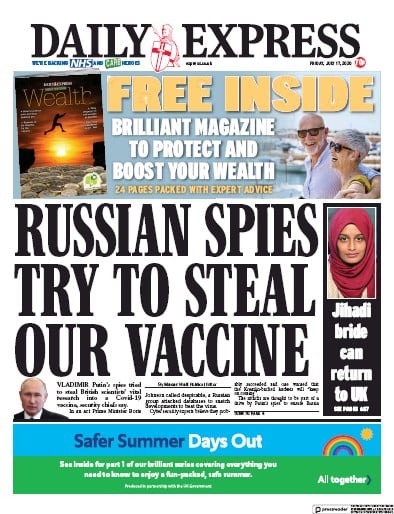 Daily Express Newspaper Front Page (UK) for 17 July 2020