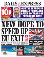Daily Express (UK) Newspaper Front Page for 17 August 2016
