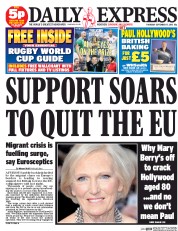 Daily Express (UK) Newspaper Front Page for 17 September 2015