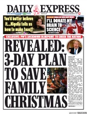 Daily Express (UK) Newspaper Front Page for 18 November 2020