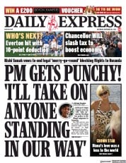 Daily Express front page for 18 November 2023