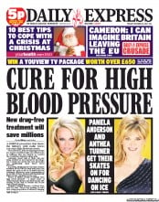 Daily Express (UK) Newspaper Front Page for 18 December 2012