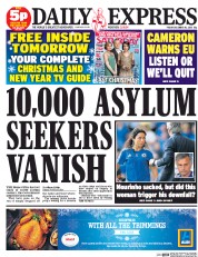 Daily Express (UK) Newspaper Front Page for 18 December 2015