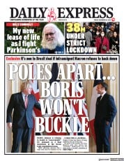 Daily Express (UK) Newspaper Front Page for 18 December 2020