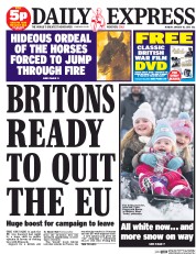 Daily Express (UK) Newspaper Front Page for 18 January 2016