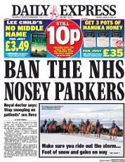 Daily Express (UK) Newspaper Front Page for 18 January 2018