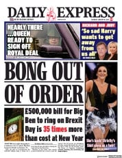 Daily Express (UK) Newspaper Front Page for 18 January 2020