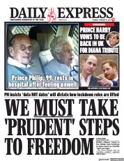 Daily Express (UK) Newspaper Front Page for 18 February 2021