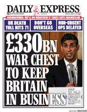 Daily Express (UK) Newspaper Front Page for 18 March 2020