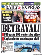 Daily Express (UK) Newspaper Front Page for 18 March 2022