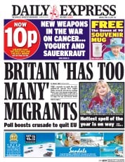 Daily Express (UK) Newspaper Front Page for 18 April 2016