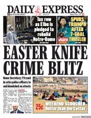 Daily Express (UK) Newspaper Front Page for 18 April 2019