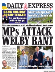 Daily Express (UK) Newspaper Front Page for 18 April 2022