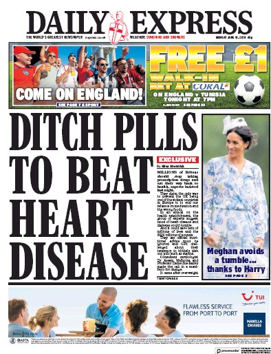 Daily Express Newspaper Front Page (UK) for 18 June 2018